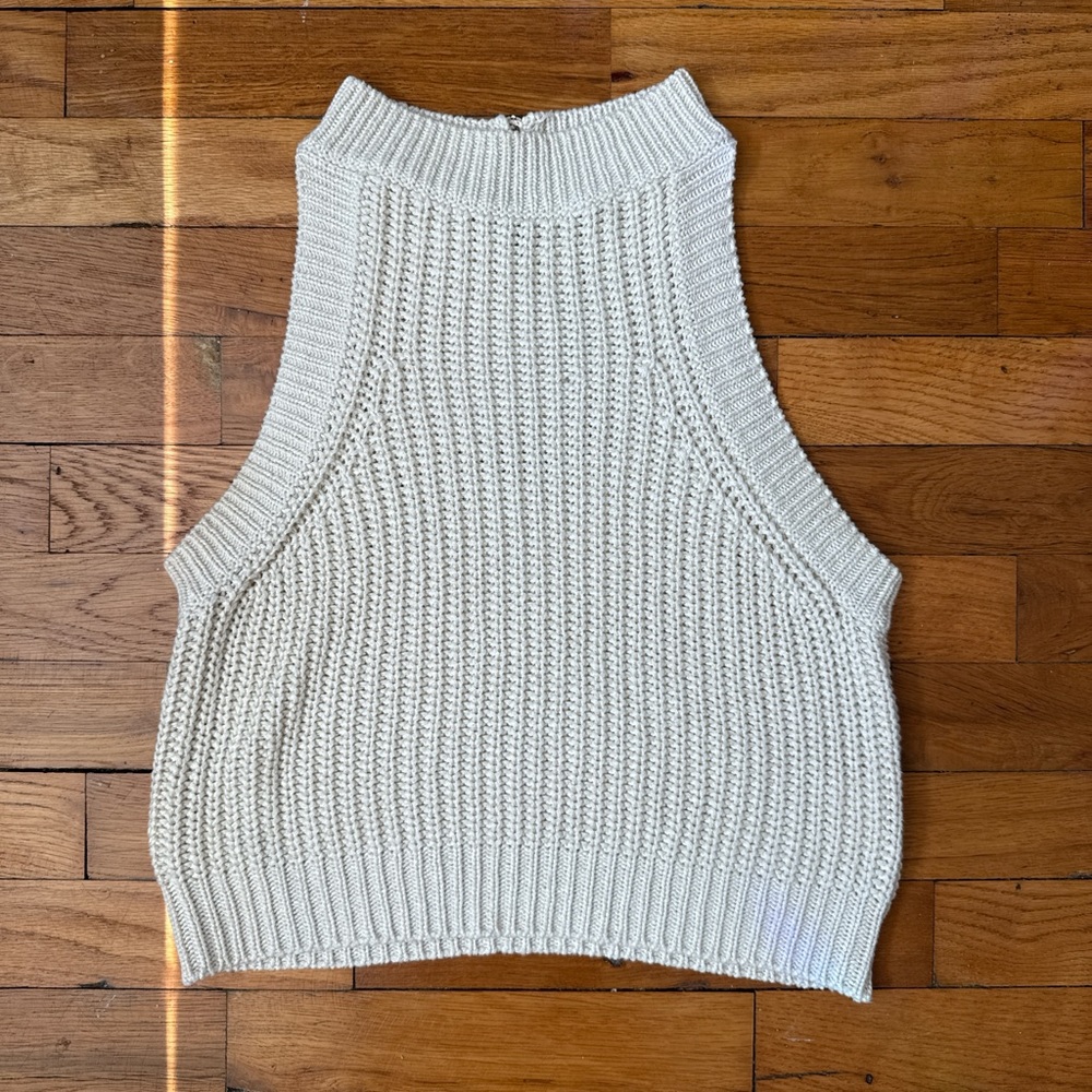 Hint of Mint Cream Knit Cropped Top